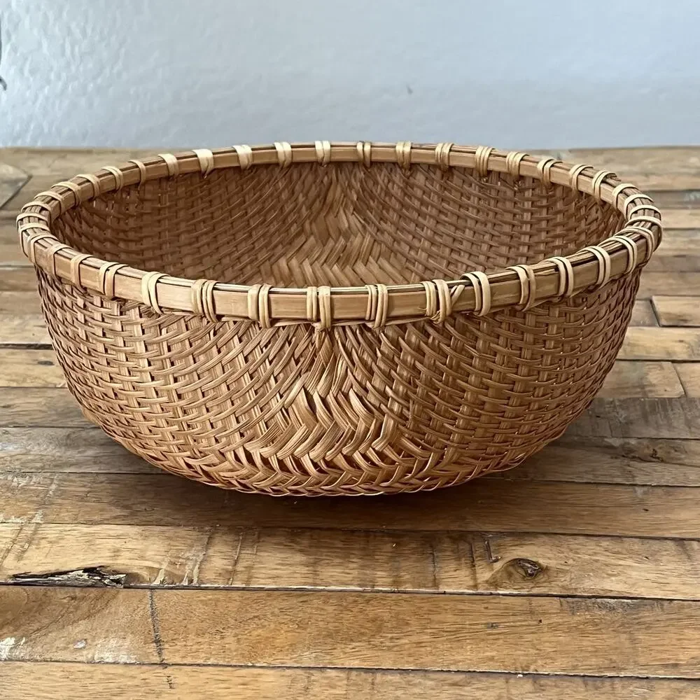 Vintage Hand Woven Round Bottom Wicker Winnowing Basket 11